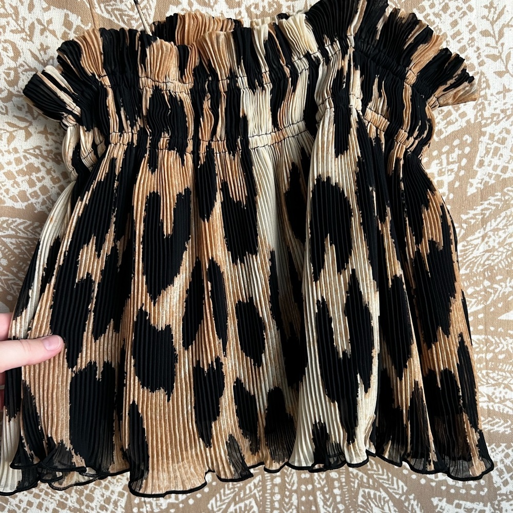 Ganni Pleated Strap Top in Leopard - Picture 5 of 9